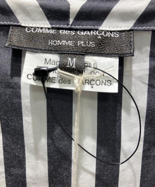 COMME des GARCONS HOMME PLUS（コムデギャルソンオムプリュス）COMME des GARCONS HOMME PLUS (コムデギャルソンオムプリュス) ギザギザピエロカラーストライプシャツ 23SS AD2022 長袖シャツ ブラック×ホワイト サイズ:Mの古着・服飾アイテム
