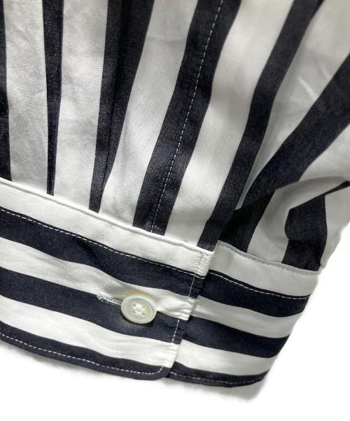 COMME des GARCONS HOMME PLUS（コムデギャルソンオムプリュス）COMME des GARCONS HOMME PLUS (コムデギャルソンオムプリュス) ギザギザピエロカラーストライプシャツ 23SS AD2022 長袖シャツ ブラック×ホワイト サイズ:Mの古着・服飾アイテム