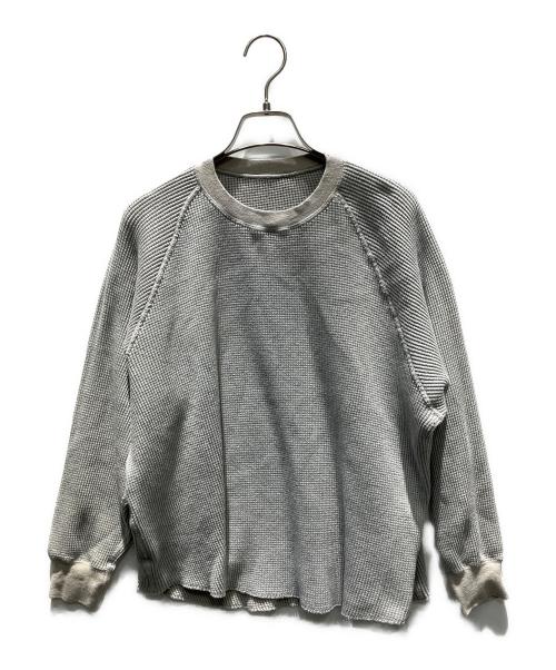 nest Robe（ネストローブ）nest Robe (ネストローブ) デニム混ワッフルプルオーバー 長袖カットソー グレー サイズ:1の古着・服飾アイテム
