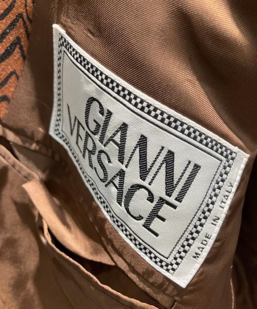 GIANNI VERSACE（ジャンニ・ヴェルサーチ）GIANNI VERSACE (ジャンニ・ヴェルサーチ) テーラードジャケット ブラウン×ブラック サイズ:50の古着・服飾アイテム