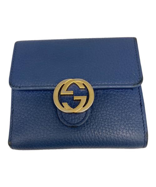 GUCCI（グッチ）GUCCI (グッチ) 2184 2つ折り財布 ブルーの古着・服飾アイテム