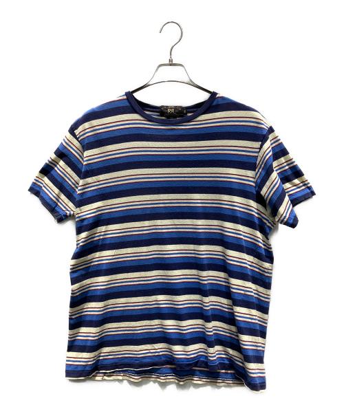RRL（ダブルアールエル）RRL (ダブルアールエル) ボーダー 90s 三ツ星タグ 半袖カットソー ブルー×レッド サイズ:Mの古着・服飾アイテム