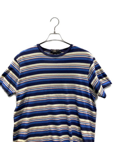 RRL（ダブルアールエル）RRL (ダブルアールエル) ボーダー 90s 三ツ星タグ 半袖カットソー ブルー×レッド サイズ:Mの古着・服飾アイテム