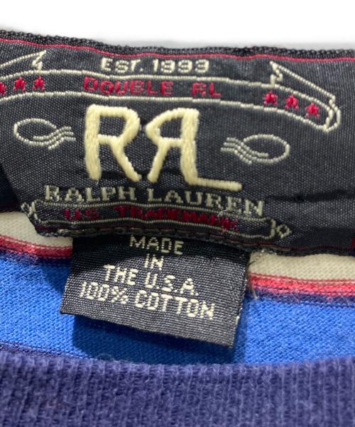 RRL（ダブルアールエル）RRL (ダブルアールエル) ボーダー 90s 三ツ星タグ 半袖カットソー ブルー×レッド サイズ:Mの古着・服飾アイテム