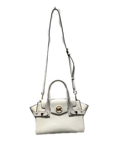 MICHAEL KORS（マイケルコース）MICHAEL KORS (マイケルコース) CARMEN MD FLAP SATCHEL カルメンミディアムフラップサッチェル 2WAYバッグ ホワイトの古着・服飾アイテム