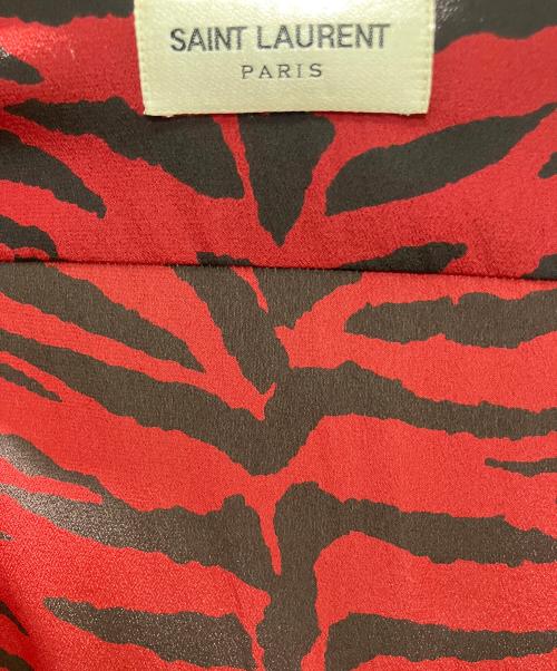 Saint Laurent Paris（サンローランパリ）Saint Laurent Paris (サンローランパリ) ゼブラ柄 長袖シャツ レッド×ブラック サイズ:39の古着・服飾アイテム