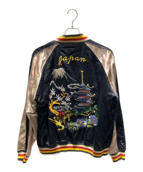 HOUSTON（ヒューストン）HOUSTON (ヒューストン) 刺繍リバーシブルスカジャン スカジャン ブラック×ピンク サイズ:Lの古着・服飾アイテム