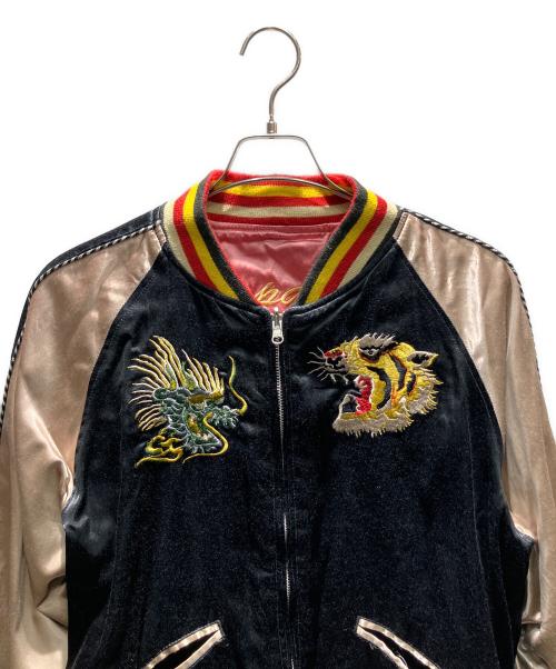 HOUSTON（ヒューストン）HOUSTON (ヒューストン) 刺繍リバーシブルスカジャン スカジャン ブラック×ピンク サイズ:Lの古着・服飾アイテム