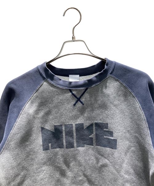 NIKE（ナイキ）NIKE (ナイキ) 00s ゴツナイキ ラグラン プリントスウェット ネイビー×グレー サイズ:Mの古着・服飾アイテム