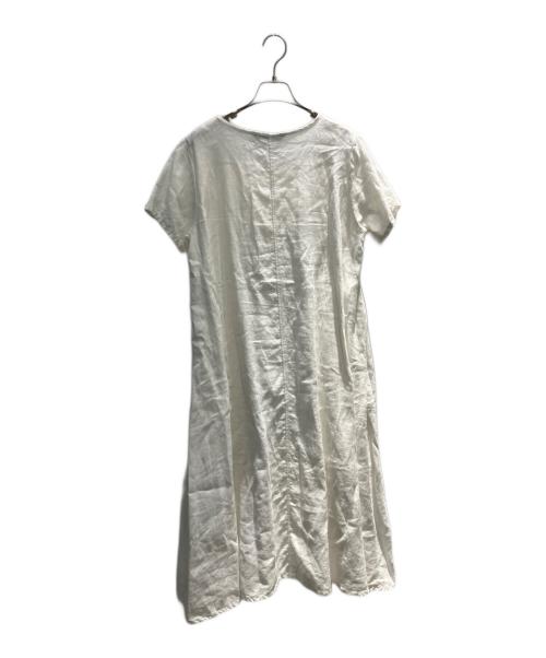 mizuiro-ind（ミズイロインド）mizuiro-ind (ミズイロインド) リネン 半袖ワンピース ホワイト サイズ:Freeの古着・服飾アイテム