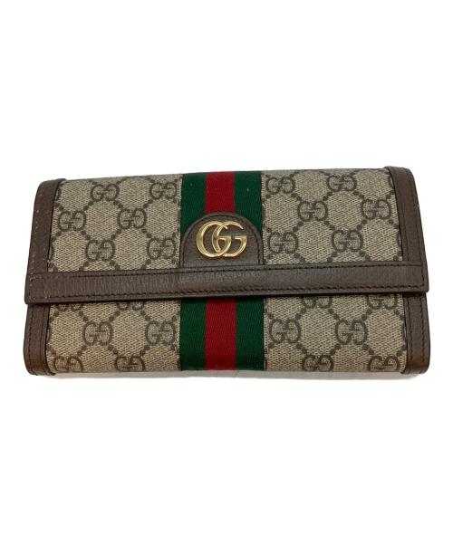 GUCCI（グッチ）GUCCI (グッチ) OPHIDIA GG コンチネンタルウォレット 525040 長財布 ブラウンの古着・服飾アイテム