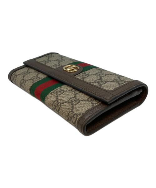 GUCCI（グッチ）GUCCI (グッチ) OPHIDIA GG コンチネンタルウォレット 525040 長財布 ブラウンの古着・服飾アイテム
