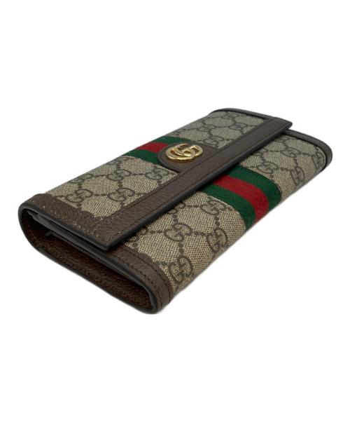 GUCCI（グッチ）GUCCI (グッチ) OPHIDIA GG コンチネンタルウォレット 525040 長財布 ブラウンの古着・服飾アイテム