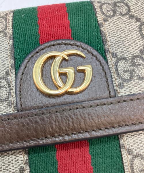 GUCCI（グッチ）GUCCI (グッチ) OPHIDIA GG コンチネンタルウォレット 525040 長財布 ブラウンの古着・服飾アイテム