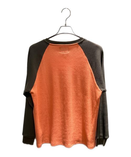 Prov（プルーヴ）Prov (プルーヴ) WAFFLE RAGLAN THERMAL ORANGE/BROWN 長袖カットソー オレンジ サイズ:Mの古着・服飾アイテム