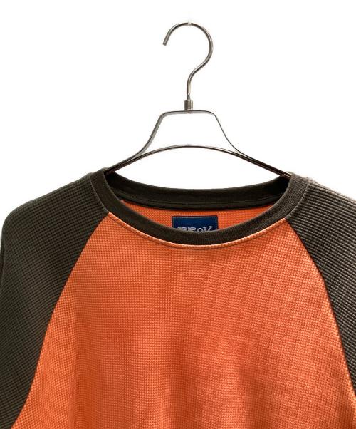 Prov（プルーヴ）Prov (プルーヴ) WAFFLE RAGLAN THERMAL ORANGE/BROWN 長袖カットソー オレンジ サイズ:Mの古着・服飾アイテム
