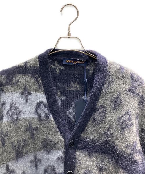 LOUIS VUITTON（ルイ ヴィトン）LOUIS VUITTON (ルイ ヴィトン) モヘアカーディガン ネイビー×グレー サイズ:Sの古着・服飾アイテム