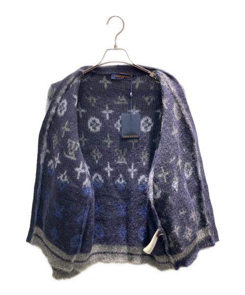 LOUIS VUITTON（ルイ ヴィトン）LOUIS VUITTON (ルイ ヴィトン) モヘアカーディガン ネイビー×グレー サイズ:Sの古着・服飾アイテム