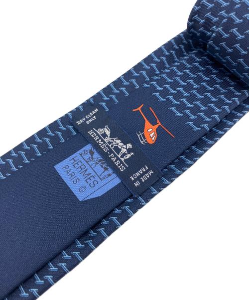 HERMES（エルメス）HERMES (エルメス) ランディングH シルクツイルタイ ネイビー サイズ:不明の古着・服飾アイテム