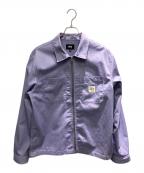 stussyステューシー）の古着「Zip Up Work Shirt 長袖シャツ」｜パープル