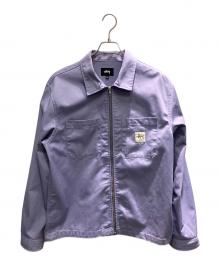 stussy（ステューシー）の古着「Zip Up Work Shirt 長袖シャツ」｜パープル