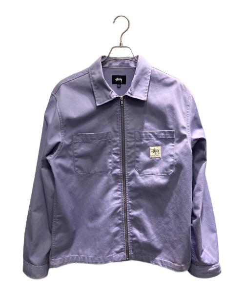 stussy（ステューシー）stussy (ステューシー) Zip Up Work Shirt 長袖シャツ パープル サイズ:Lの古着・服飾アイテム