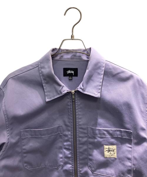 stussy（ステューシー）stussy (ステューシー) Zip Up Work Shirt 長袖シャツ パープル サイズ:Lの古着・服飾アイテム
