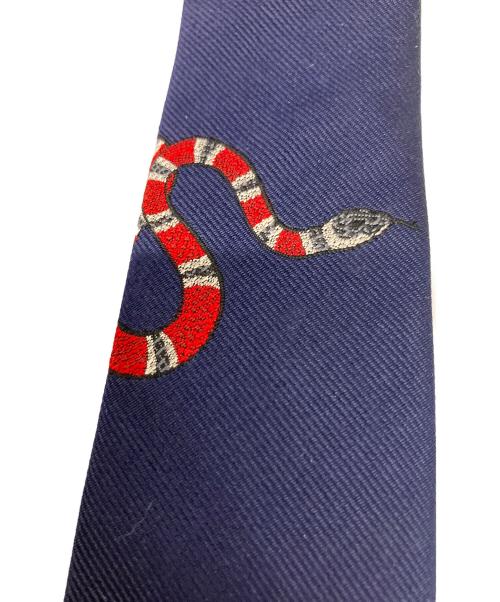GUCCI（グッチ）GUCCI (グッチ) キングスネーク アンダーノット シルクタイ ネクタイ ネイビー サイズ:Freeの古着・服飾アイテム