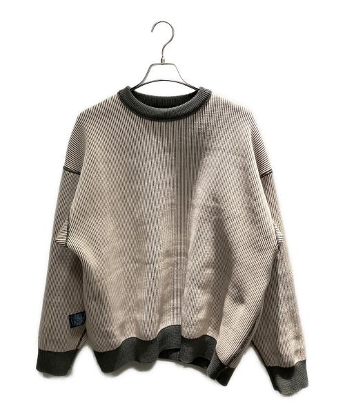 N.HOOLYWOOD（エヌ ハリウッド）N.HOOLYWOOD (エヌ ハリウッド) FALL 2025 リバーシブル クルーネックニット EXCHANGE SERVICE TOPS KNIT 厚手ニット カーキ サイズ:38の古着・服飾アイテム