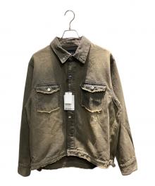 GRANCY（グランシー）の古着「ジップデザイン デニムシャツ ジャケット」｜ブラウン