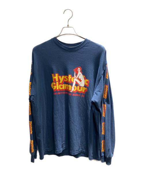Hysteric Glamour（ヒステリックグラマー）Hysteric Glamour (ヒステリックグラマー) DO ANYTHING ロングTシャツ 長袖カットソー ネイビー サイズ:XLの古着・服飾アイテム