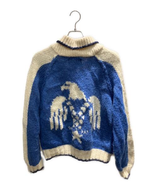Pen Field（ペンフィールド）Pen Field (ペンフィールド) ジップアップカウチンセーター ブルー×ホワイト サイズ:Mの古着・服飾アイテム