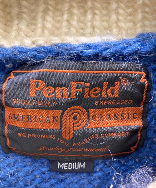 Pen Field（ペンフィールド）Pen Field (ペンフィールド) ジップアップカウチンセーター ブルー×ホワイト サイズ:Mの古着・服飾アイテム