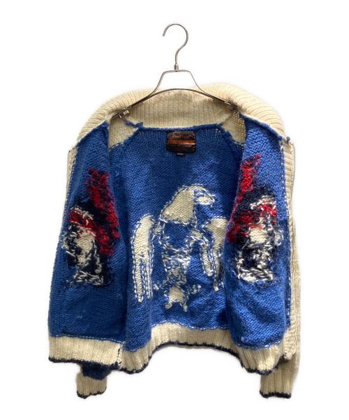 Pen Field（ペンフィールド）Pen Field (ペンフィールド) ジップアップカウチンセーター ブルー×ホワイト サイズ:Mの古着・服飾アイテム