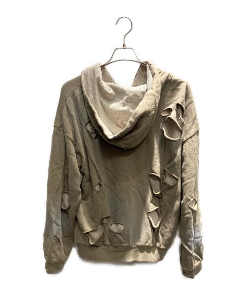 JUN/NAKAYAMA（ジュン ナカヤマ）JUN/NAKAYAMA (ジュン ナカヤマ) レイヤードダメージパーカー ベージュ サイズ:48の古着・服飾アイテム