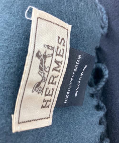 HERMES（エルメス）HERMES (エルメス) カシミヤマフラー ネイビーの古着・服飾アイテム