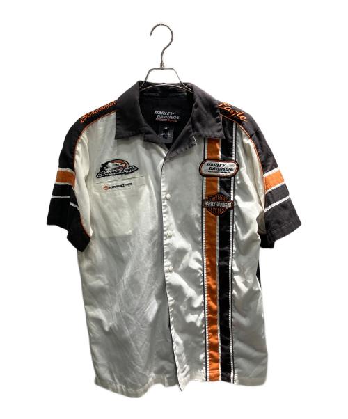 HARLEY-DAVIDSON（ハーレーダビッドソン）HARLEY-DAVIDSON (ハーレーダビッドソン) 半袖シャツ ブラック×ホワイト サイズ:Mの古着・服飾アイテム