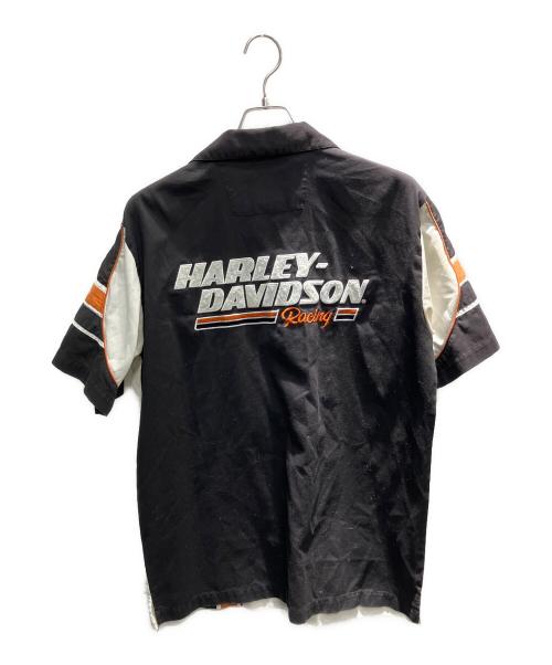 HARLEY-DAVIDSON（ハーレーダビッドソン）HARLEY-DAVIDSON (ハーレーダビッドソン) 半袖シャツ ブラック×ホワイト サイズ:Mの古着・服飾アイテム