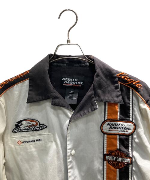 HARLEY-DAVIDSON（ハーレーダビッドソン）HARLEY-DAVIDSON (ハーレーダビッドソン) 半袖シャツ ブラック×ホワイト サイズ:Mの古着・服飾アイテム