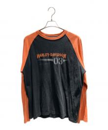 HARLEY-DAVIDSON（ハーレーダビッドソン）の古着「USA製 長袖カットソー」｜ブラック×オレンジ
