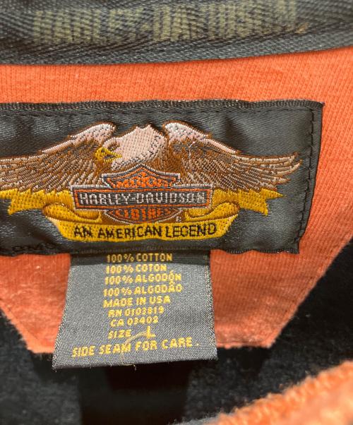 HARLEY-DAVIDSON（ハーレーダビッドソン）HARLEY-DAVIDSON (ハーレーダビッドソン) USA製 長袖カットソー ブラック×オレンジ サイズ:Lの古着・服飾アイテム