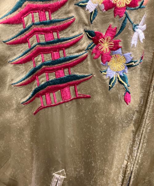 花旅楽団（ハナタビガクダン）花旅楽団 (ハナタビガクダン) リバーシブルスカジャン ブラック×カーキ サイズ:Lの古着・服飾アイテム