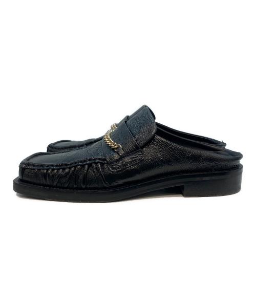 MARTINE ROSE（マーティン・ローズ）MARTINE ROSE (マーティン・ローズ) Leather SQUARE TOE MULE レザースクエアトゥーミュール ブラック サイズ:41の古着・服飾アイテム