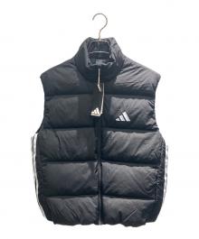 adidas（アディダス）の古着「エッセンシャルズ クライマウォーム スリーストライプス パファー ダウン ベスト ダウンベスト」｜ブラック