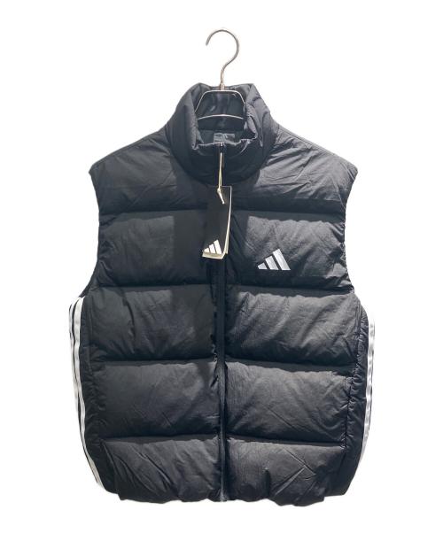 adidas（アディダス）adidas (アディダス) エッセンシャルズ クライマウォーム スリーストライプス パファー ダウン ベスト ダウンベスト ブラック サイズ:Mの古着・服飾アイテム