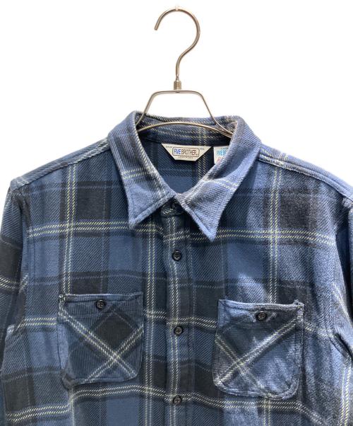 FIVE BROTHER（ファイブブラザー）FIVE BROTHER (ファイブブラザー) チェックネルシャツ ブルー×ブラック サイズ:Lの古着・服飾アイテム