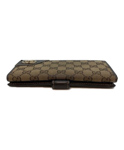 GUCCI（グッチ）GUCCI (グッチ) インターロッキングG GGキャンバス 二つ折り長財布 0416 長財布 ブラウンの古着・服飾アイテム