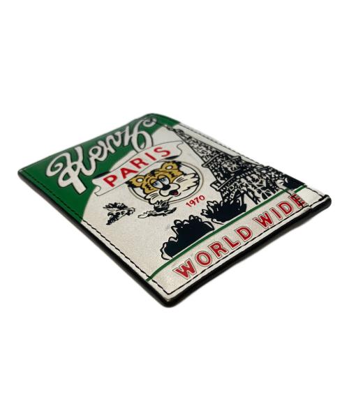 KENZO（ケンゾー）KENZO (ケンゾー) VERDY (ヴェルディ) MARKET STAMP BL-0274-FF5 レザーカードホルダー ホワイト×グリーンの古着・服飾アイテム
