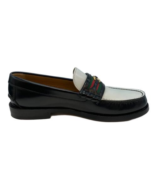 GUCCI（グッチ）GUCCI (グッチ) インターロッキングGローファー ローファー ホワイト×ブラック サイズ:5 1/2の古着・服飾アイテム