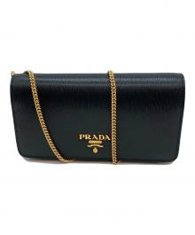 PRADA（プラダ）の古着「サフィアーノ VITELLO MOVE 62D チェーンショルダーバッグ」｜ブラック